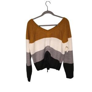 Womens Sweater  XL Cropped Fallchic Cinched Waffle Knit Plus Size Chic Cozy Core